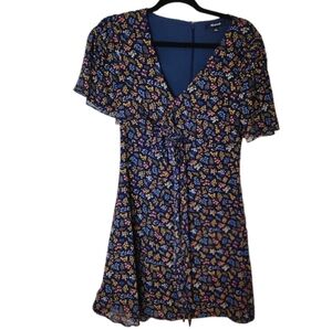 MADEWELL Floral Short Sleeves women's  Cross-Front  Mini Dress  size 0